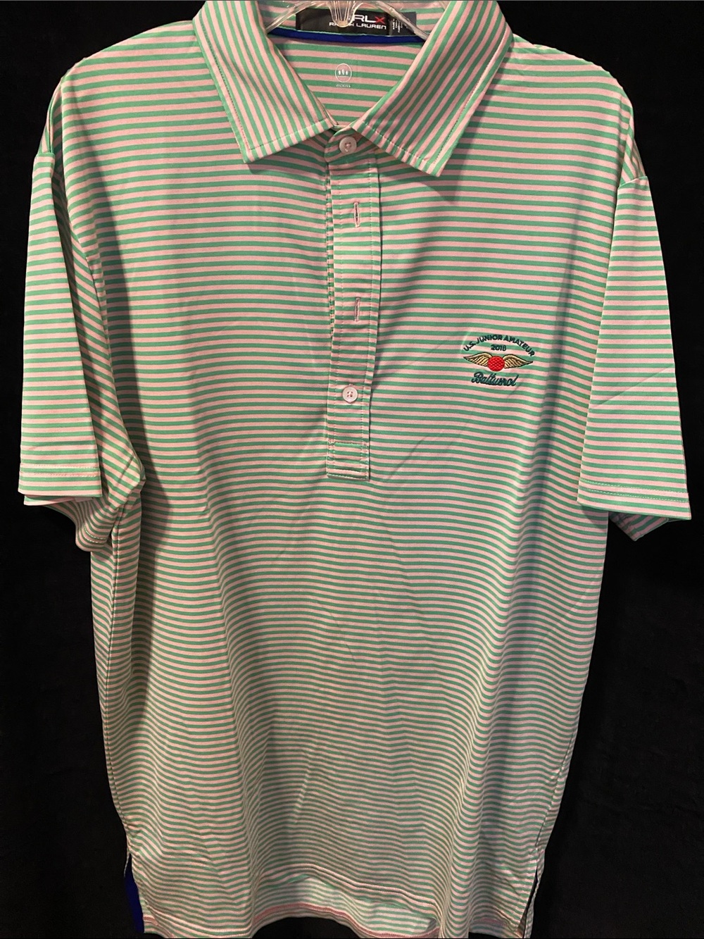 Ralph Lauren Striped Polo in Mint Green & White